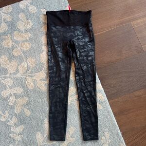 SPANX Black Faux Leather Camp Camouflage Leggings